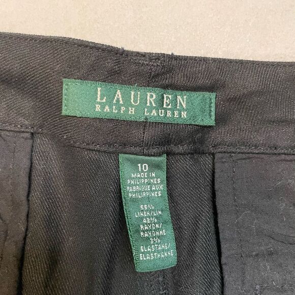 Polo Ralph Lauren Linen Blend Cargo Pants Women Size 10 Black - Picture 5 of 8